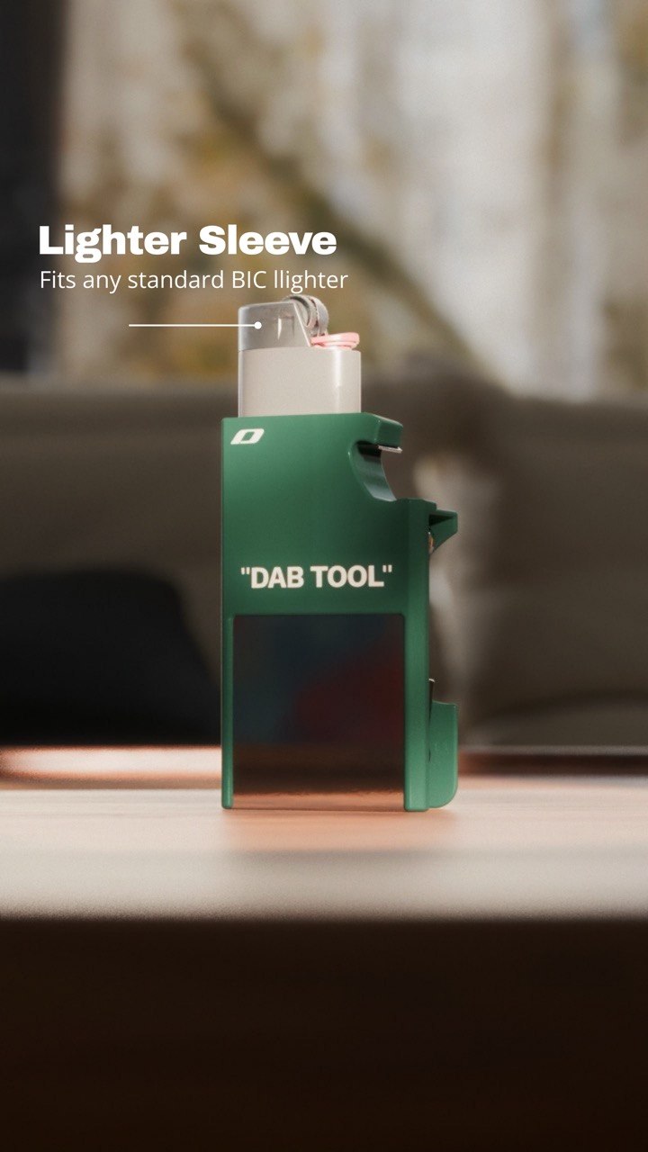Forest green DAB TOOL lighter sleeve