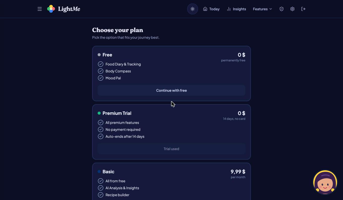 lightMe – App de salud integral — screenshot