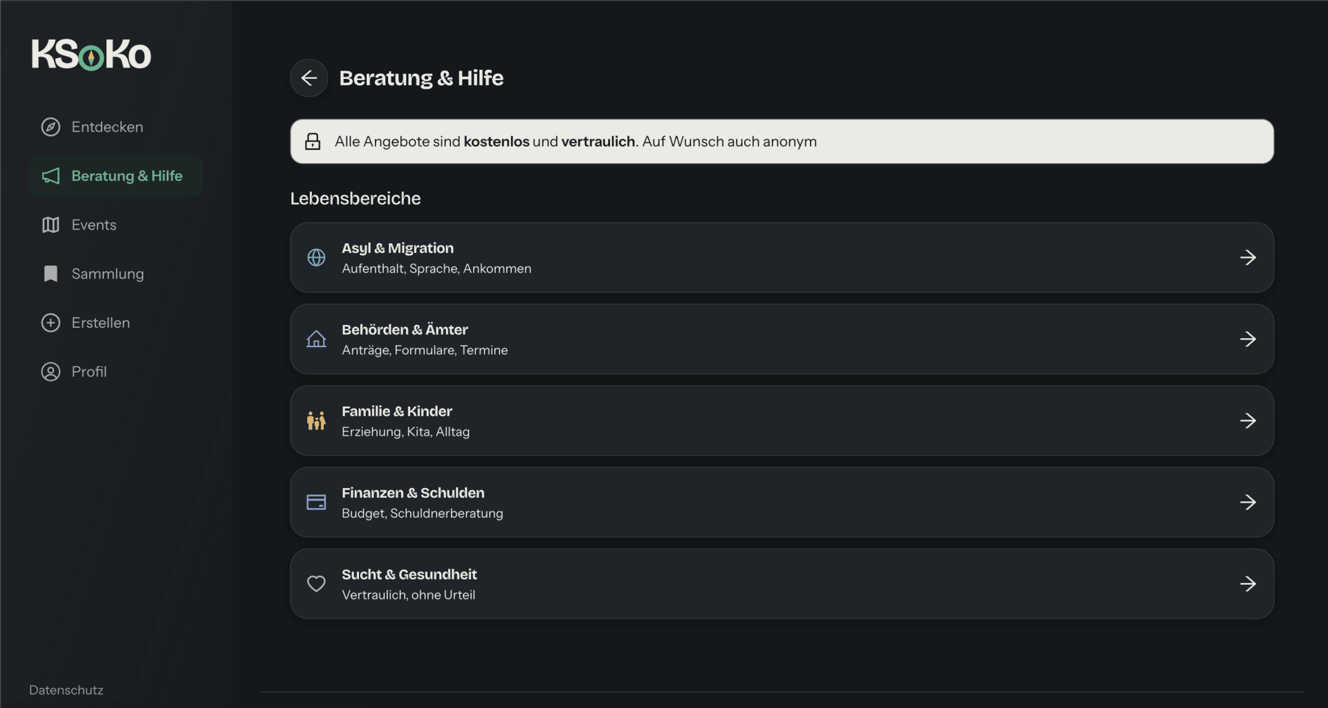 KSoKo – Social Compass — screenshot