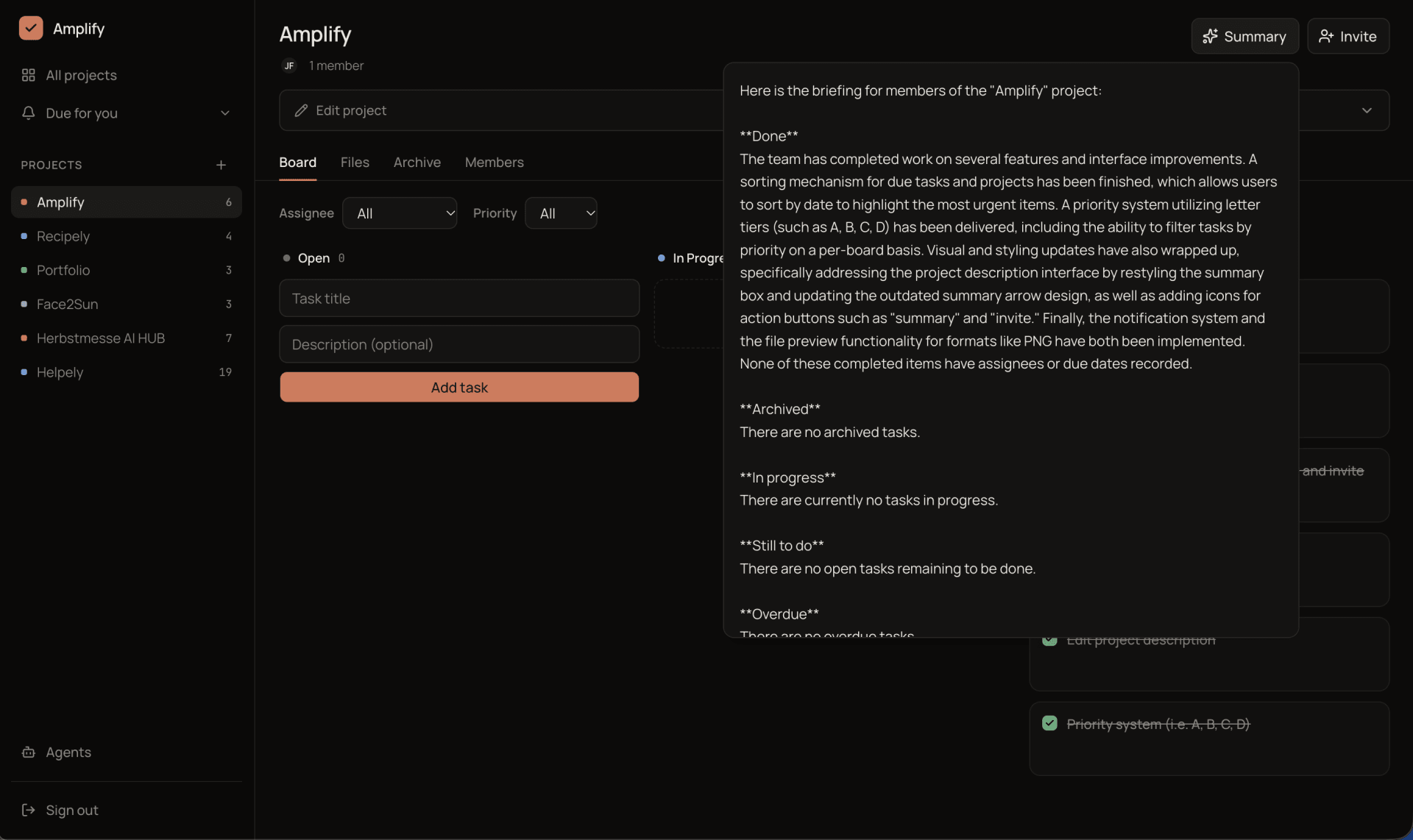 Amplify – Shared Project Boards — screenshot