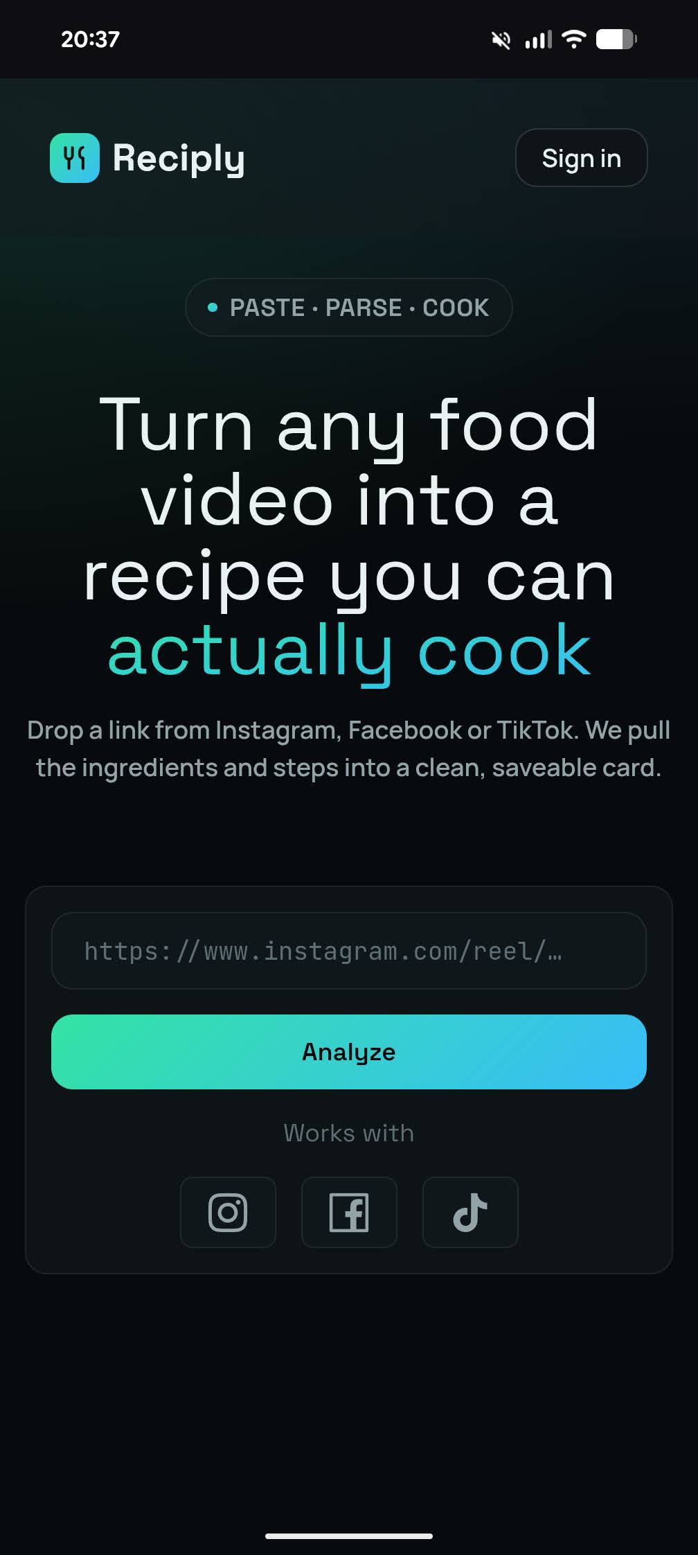 Reciply – Extractor de recetas — screenshot
