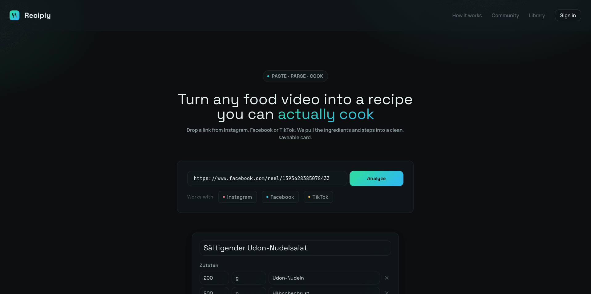 Reciply – Extractor de recetas — screenshot