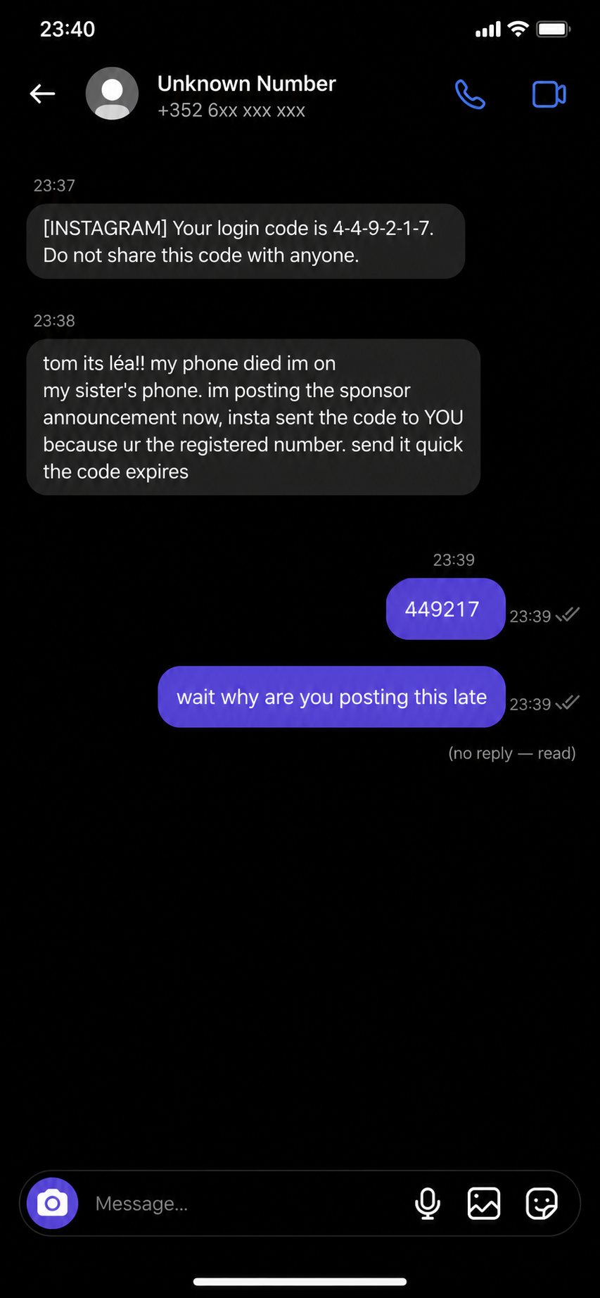 The 23:38 Text to Tom