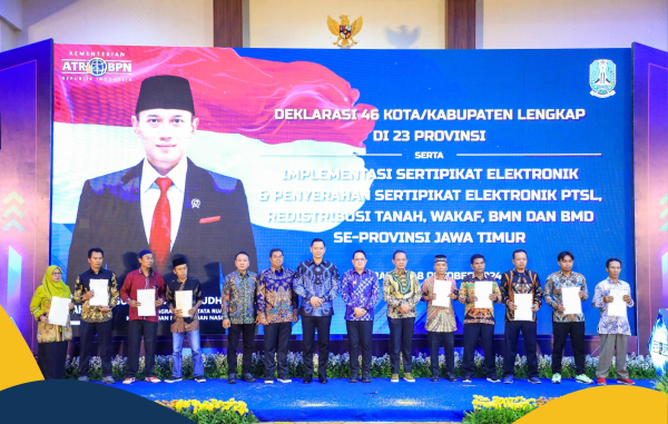 Menteri AHY Luncurkan Implementasi Sertipikat Tanah Elektronik se-Jawa Timur, Harapkan Layanan Pertanahan Semakin Responsif, Adaptif, dan Melayani