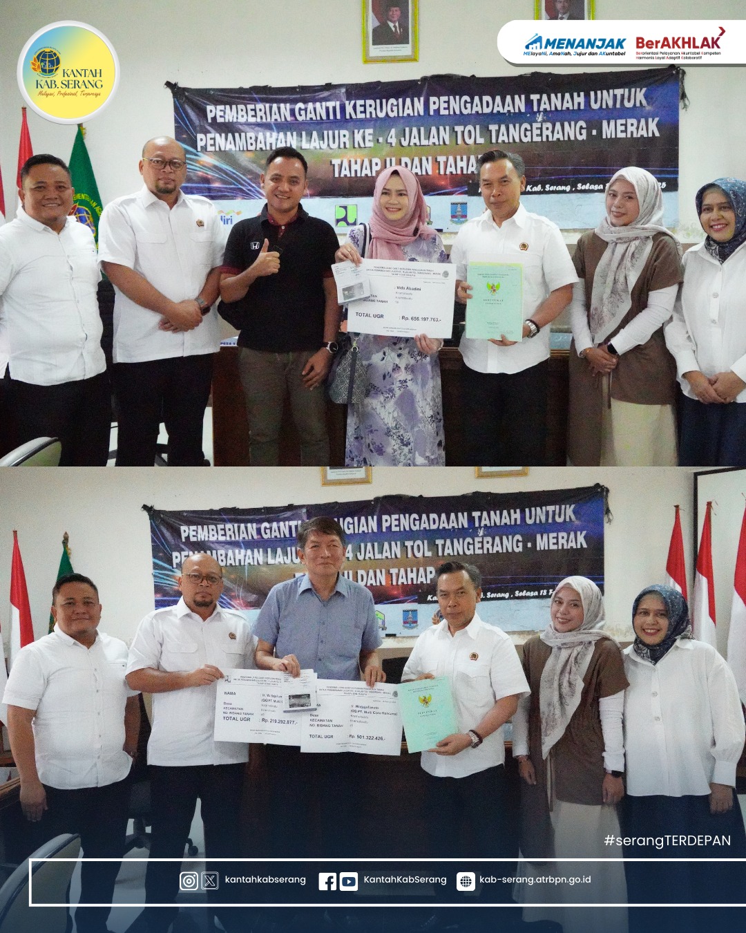 Kantor Pertanahan Kabupaten Serang melaksanakan Pelepasan hak dan pemberian ganti kerugian pengadaan tanah