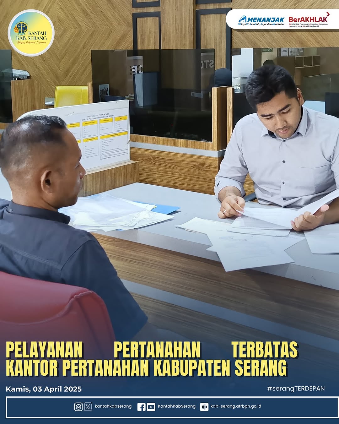 Pelayanan Pertanahan Terbatas Kantor Pertanahan Kabupaten Serang