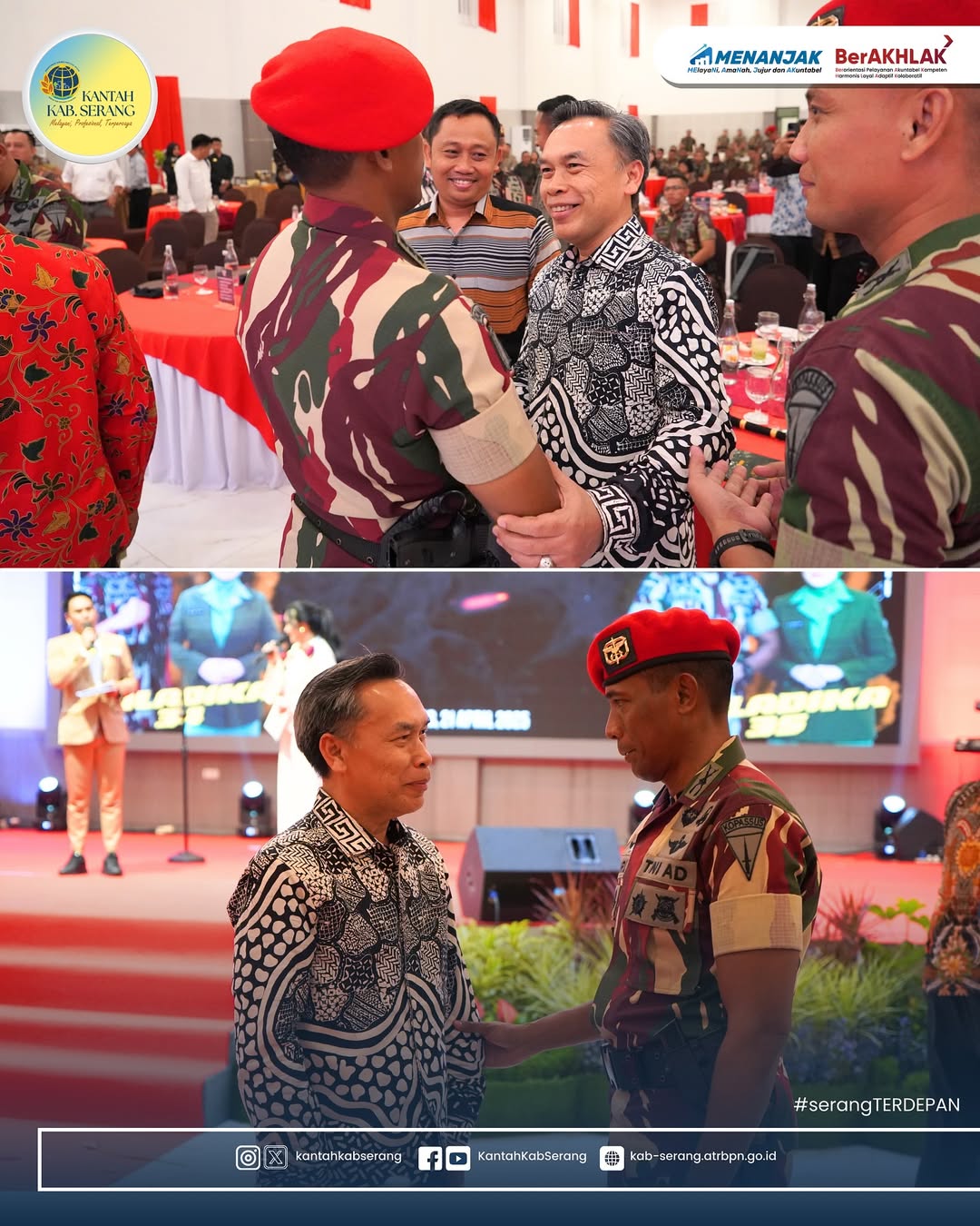 KEPALA KANTOR KANTAH KAB SERANG HADIRI SERAH TERIMA JABATAN KOMANDAN GRUP I KOPASUS