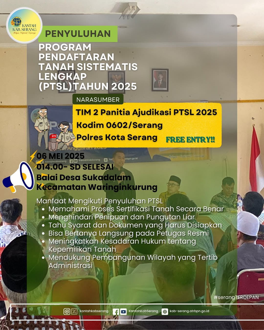 KANTOR PERTANAHAN KABUPATEN SERANG GELAR PENYULUHAN PTSL TAHUN 2025