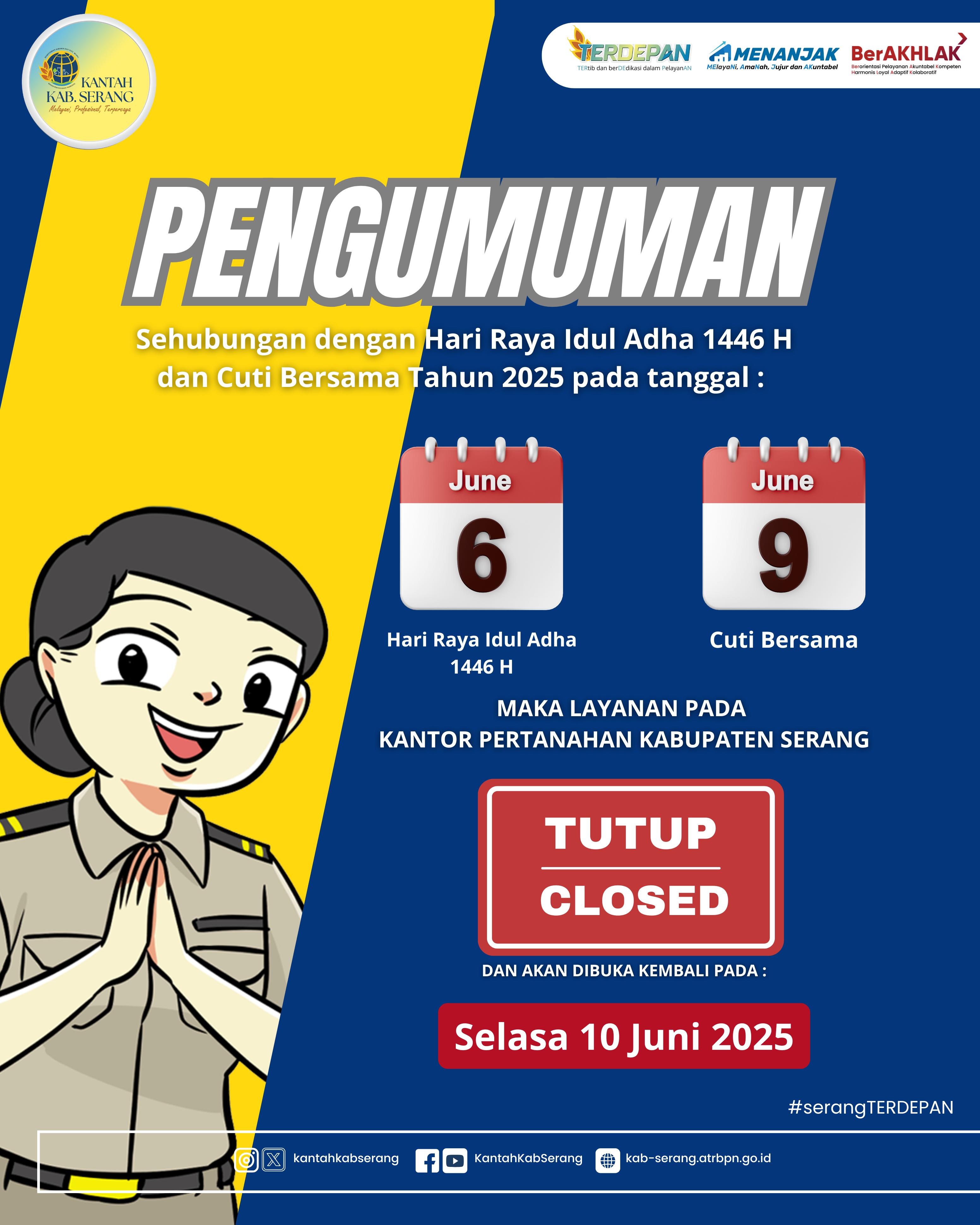 PENGUMUMAN LIBUR HARI RAYA IDUL ADHA 1446 H DAN CUTI BERSAMA