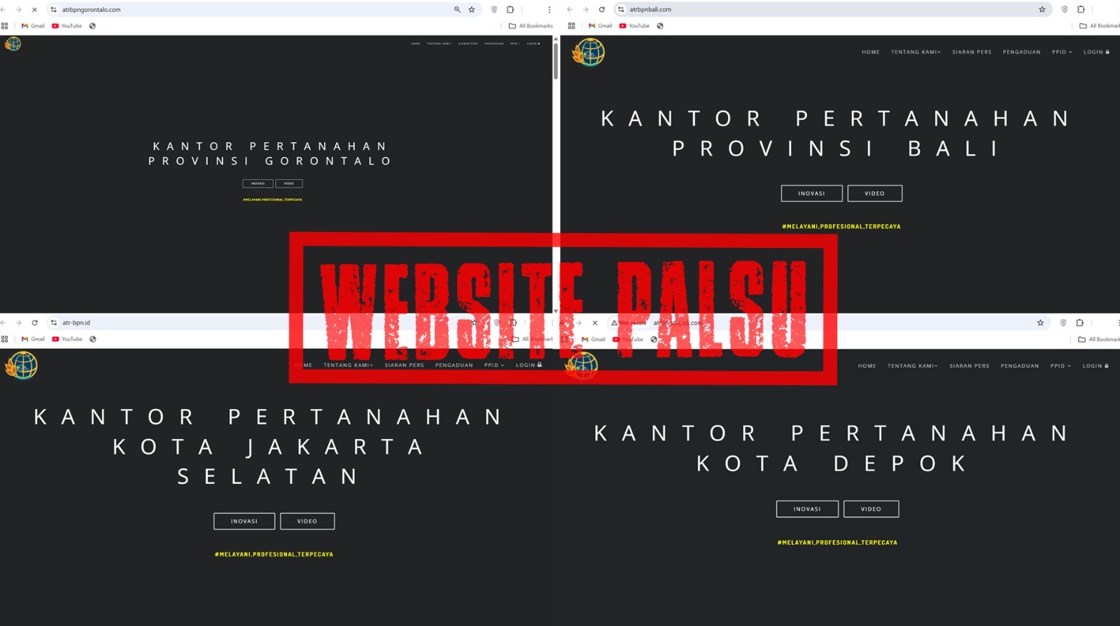 Beredar Situs Web Palsu Satker Kementerian ATR/BPN, Karo Humas dan Protokol: Pastikan Dapatkan Informasi dari Situs Resmi