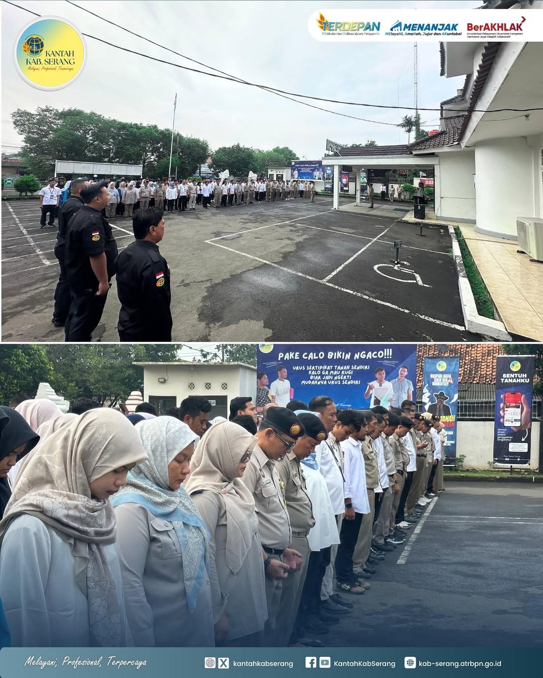 MENEGAKKAN KEDISPLINAN PEGAWAI KANTOR PERTANAHAN KAB SERANG GELAR APEL PAGI RUTIN