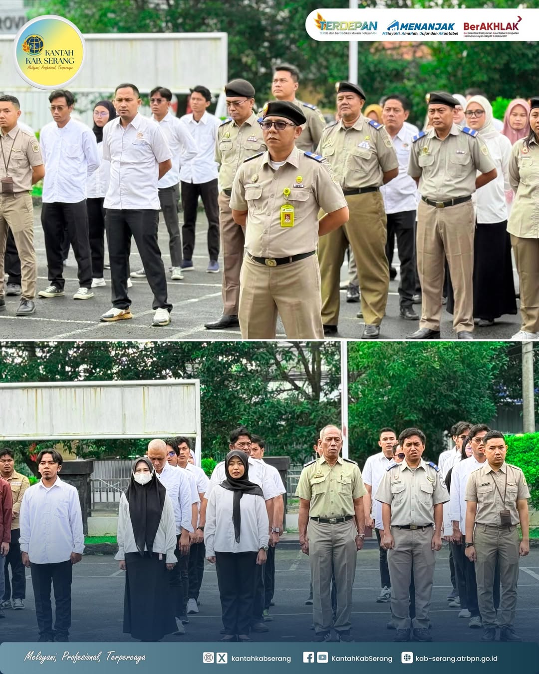 Kantah Kab Serang Gelar Apel Pagi Rutin untuk merefleksikan semangat pelayanan, membangun sinergi, dan memperbaiki pola kerja demi pelayanan yang semakin optimal.