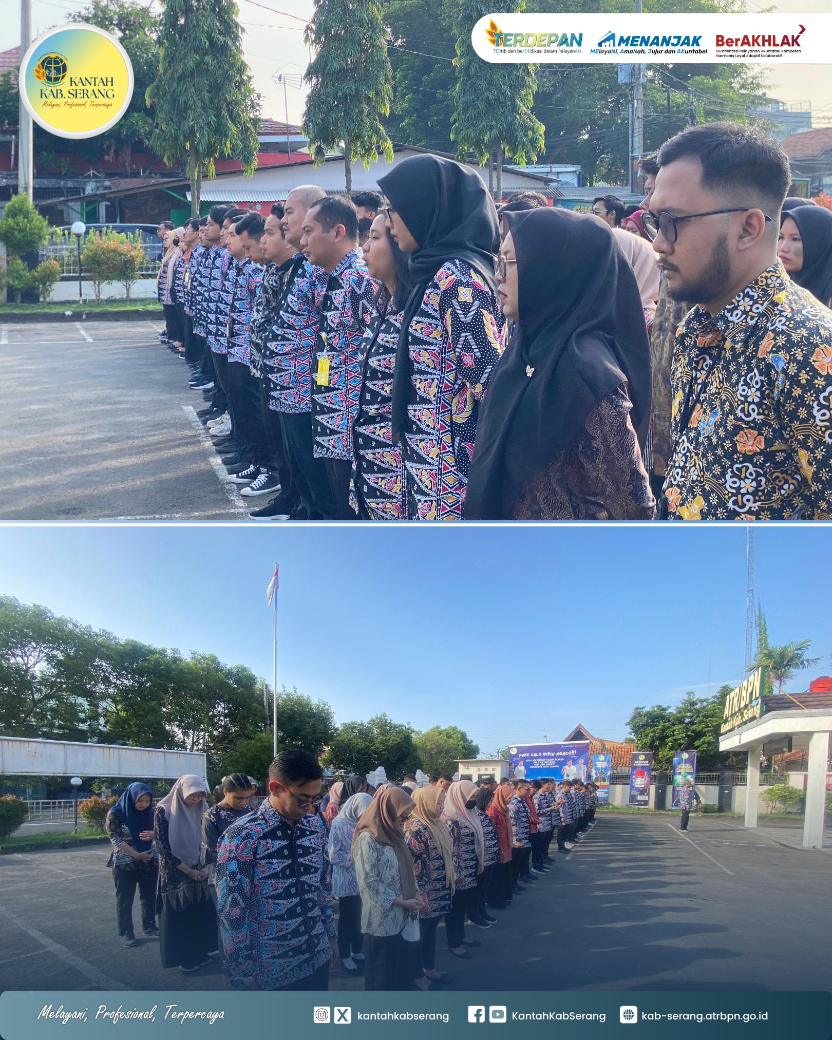 MENJAGA KEDISPLINAN PEGAWAI KANTOR PERTANAHAN KABUPATEN SERANG GELAR APEL PAGI RUTIN