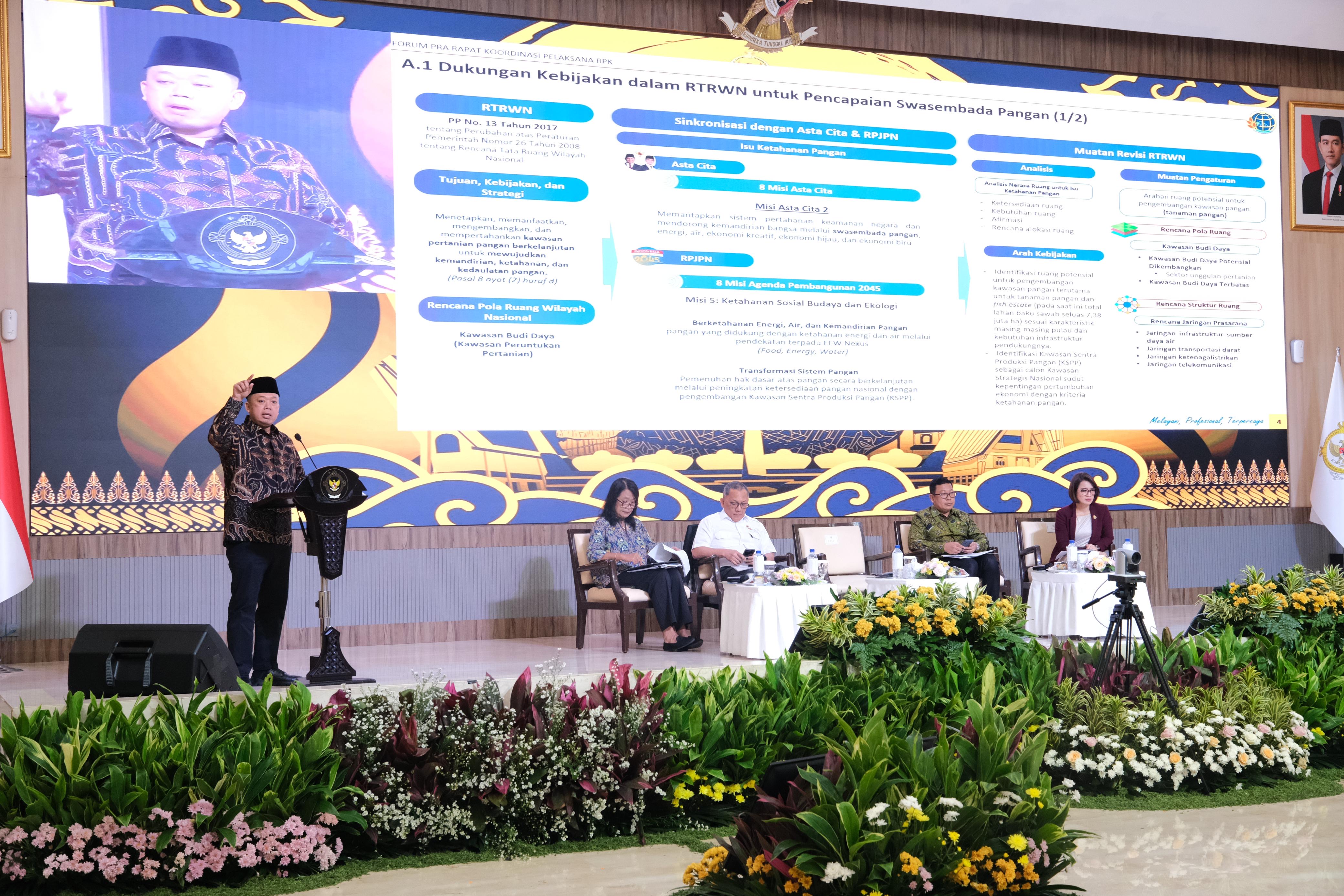 Jadi Pembicara di Pra Rakor BPK, Menteri Nusron Tegaskan Tanah adalah Fondasi Ketahanan Pangan