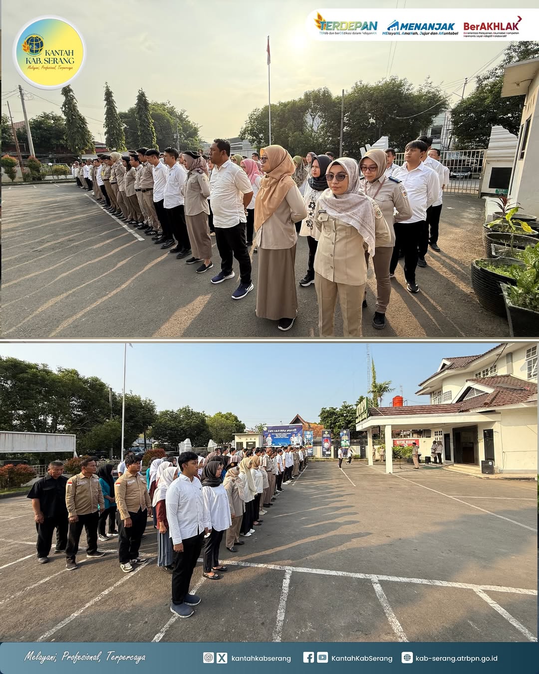 DENGAN SEMANGAT DAN UNTUK MENINGKATKAN KEDISPLINAN PEGAWAI, KANTAH KAB SERANG GELAR APEL PAGI