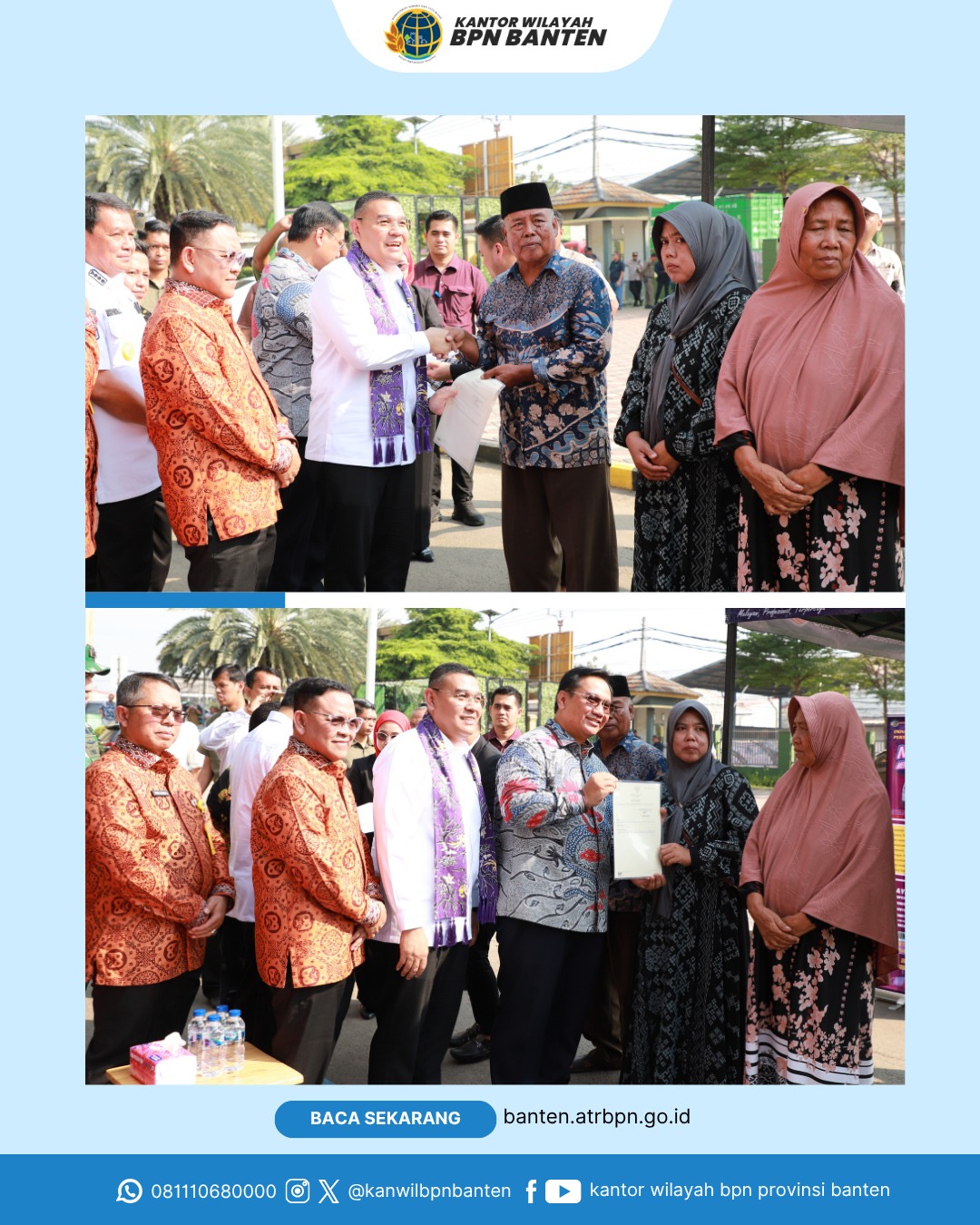 Kepala Kantor Wilayah BPN Provinsi Banten, Sudaryanto, bersama jajaran mendampingi Wakil Menteri ATR/Wakil Kepala BPN, Ossy Dermawan, dalam kegiatan peninjauan langsung Layanan Sertipikat Keliling