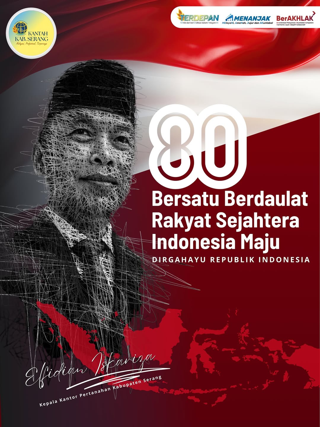 KEPALA KANTOR PERTANAHAN KABUPATEN SERANG BESERTA JAJARAN MENGUCAPKAN DIRGAHAYU REPUBLIK INDONESIA KE-80