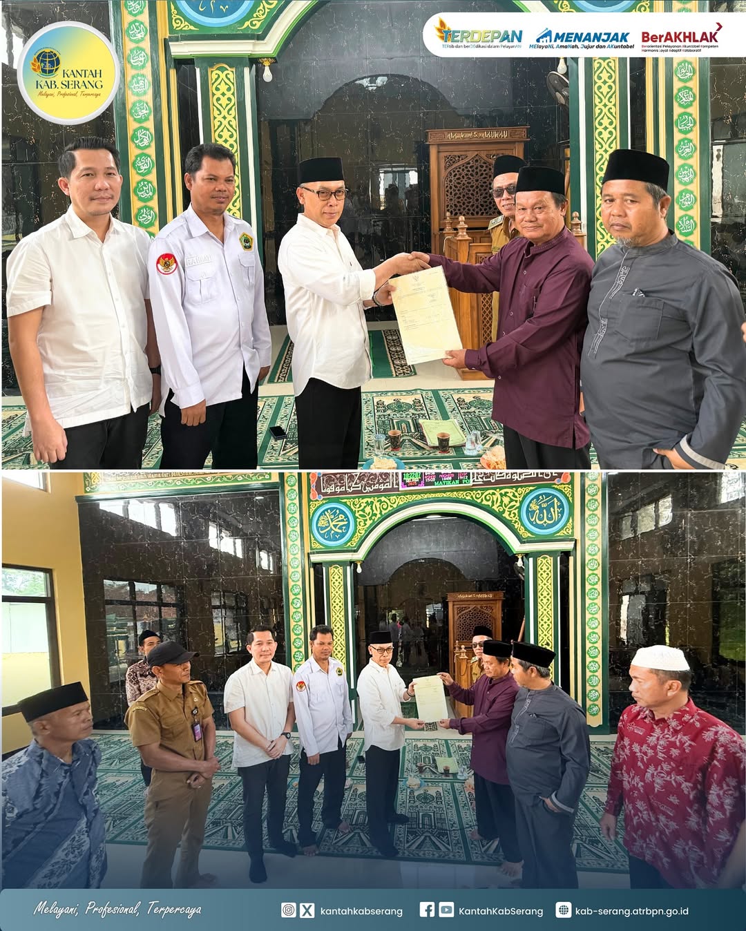 Kepala Kantor Pertanahan Kabupaten Serang juga menyampaikan edukasi kepada masyarakat mengenai pentingnya menjaga sertipikat tanah wakaf.
