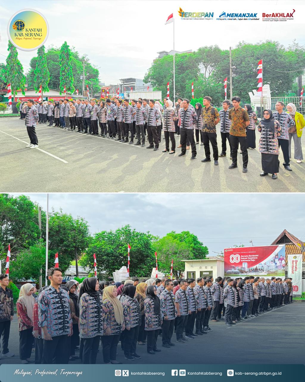 Kantor Pertanahan Kabupaten Serang melaksanakan kegiatan apel pagi rutin di halaman kantor