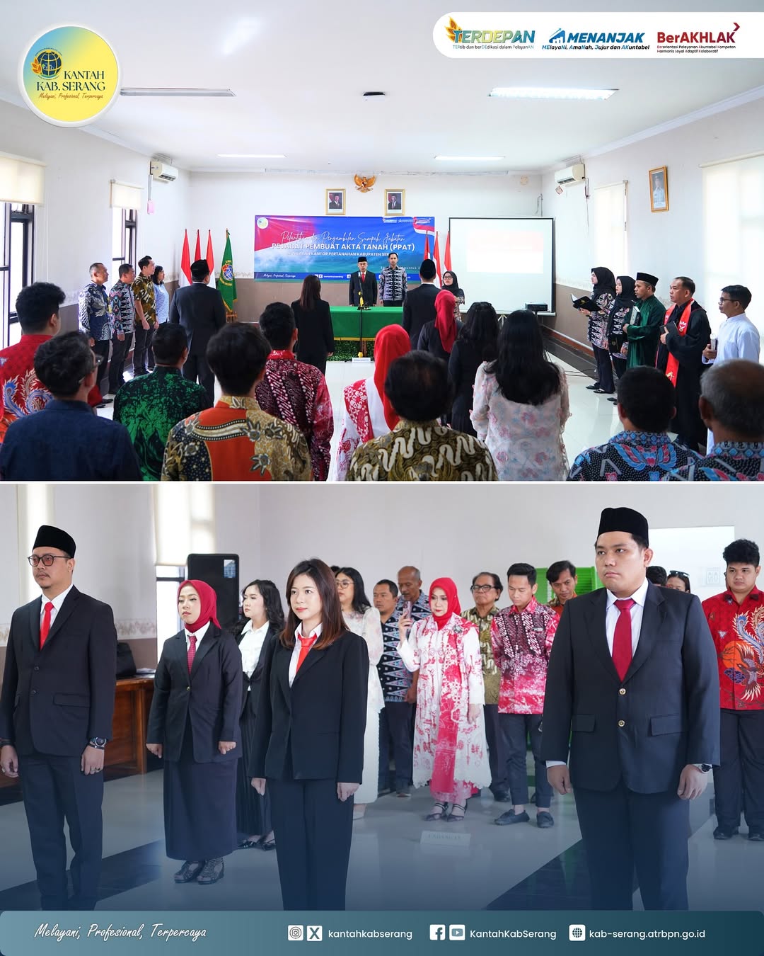 Telah dilaksanakan kembali Sumpah Jabatan dan Pelantikan PPAT wilayah Kerja Kabupaten Serang bertempat di Lt. 2 Gedung B Kantor Pertanahan Kabupaten Serang.