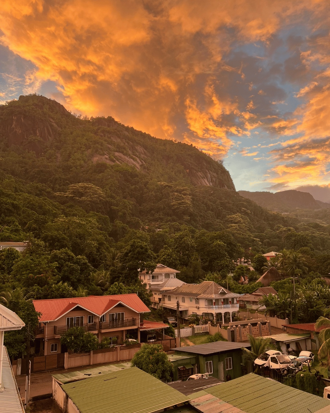 Ein Blick aus meinem Apartment auf den Seychellen.