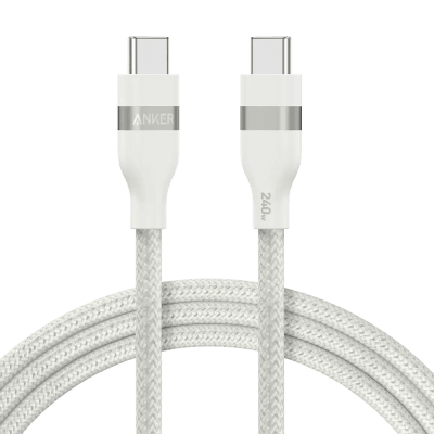Câble Anker USB-C Tressé Écologique 183 cm – Charge Rapide & Haute Compatibilité (Blanc)