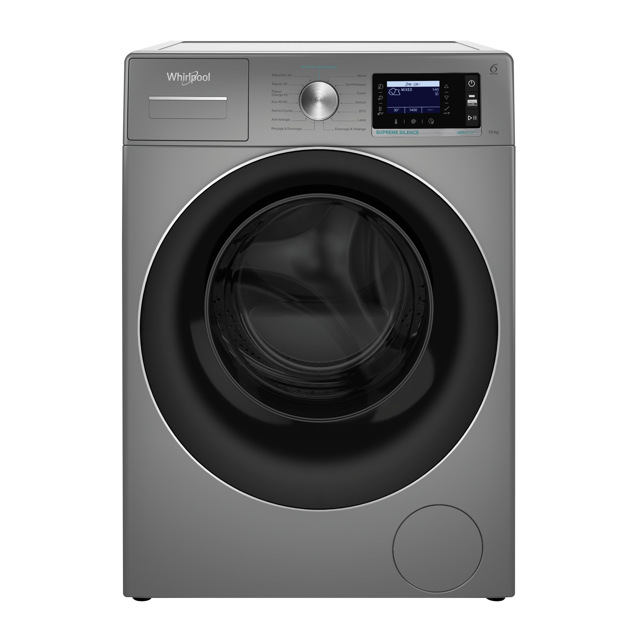 Machine à Laver WHIRLPOOL 10Kg 1400 Tr/min Silver (W6-W045SBFR)