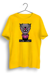 Funk Light Graphic Printed Mens Round Neck Yellow Cotton Tshirt