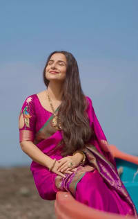 Pre-Order Stunning Pink Dual tone Dupion Banarasi Silk Saree with large Antique zari motifs and Two Tone Border  | SILK MARK Certified