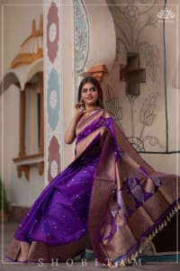 Exquisite Pure Banarasi Kora Silk Saree with Chunri Bootis, Resplendent Grand Pallu and Zar | SILK MARK CERTIFIED