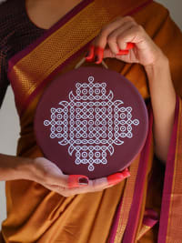 Sumati Maroon Kolam Wall Plate-8"