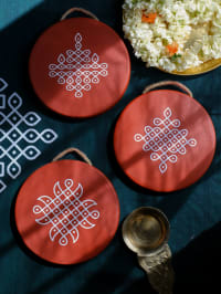 Terracotta Kolam Wall Plates 6"- Set of 3