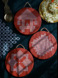 Terracotta Kolam Wall Plates 8"- Set of 3