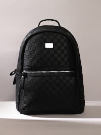 The Checkered Curve Backpack - Onyx Black-Backpack