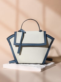 The Roma Canvas Hand Bag - Steel Blue & Cloud White-Hand Bag