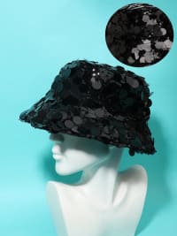 Maxi Sequin Bucket Hat - Onyx Black-Hat