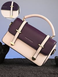 The Linea Hand Bag - Ivory White:Wine Red-Sling Bag