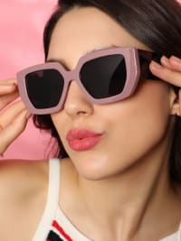 The Chunky Block Geometric Sunglasses - Mauve Purple-Sunglass