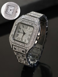 The Bijou Roman Square Watch - Metallic Silver-Watches