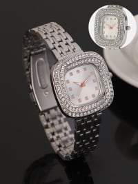 The Jolie Vortex Square Watch - Metallic Silver-Watches
