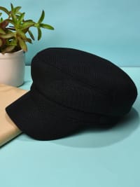 Black Solid Bakerboy Hat-Hat