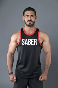 D004. Technical Red Trim Tank - Black-XL