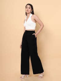 Black Flared Casual Pants-M