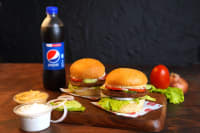2 veg burgers + pepsi