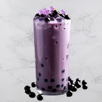 Black Currant Latte With Boba