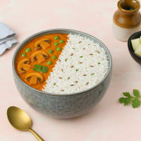 Jeera Rice Bowl With Mushroom Butter Masala Curry