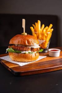 Panko-Fried Spicy Chicken Burger With Coleslaw & Mild Cheddar