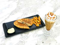 Tomato Mozzarella Basil Sandwich In Panini Bread & Smoked Caramel Fuse