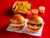 2 Louis Chicken Beast Burger + Cheese Fries + Hot Sauce
