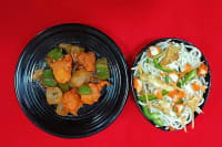 Chicken Noodles With Gobi Manchurian